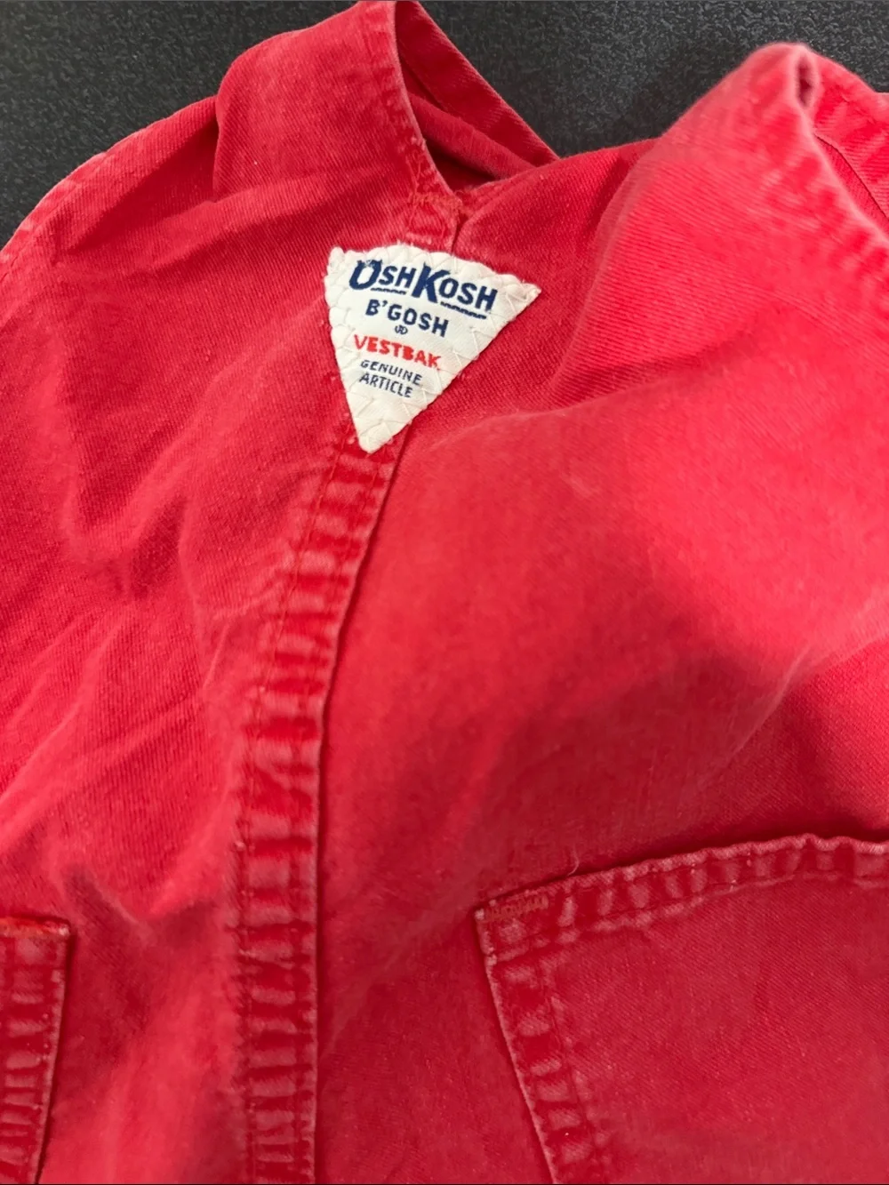 OshKosh B'gosh Bright Red Short Overalls 1980’s